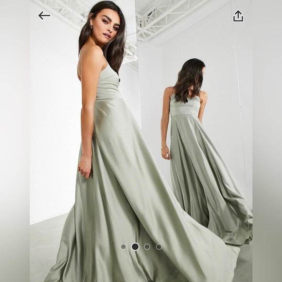 NWT ASOS EDITION satin cami maxi dress with square neck in sage OUT OF STOCK NEW - Picture 1 of 7